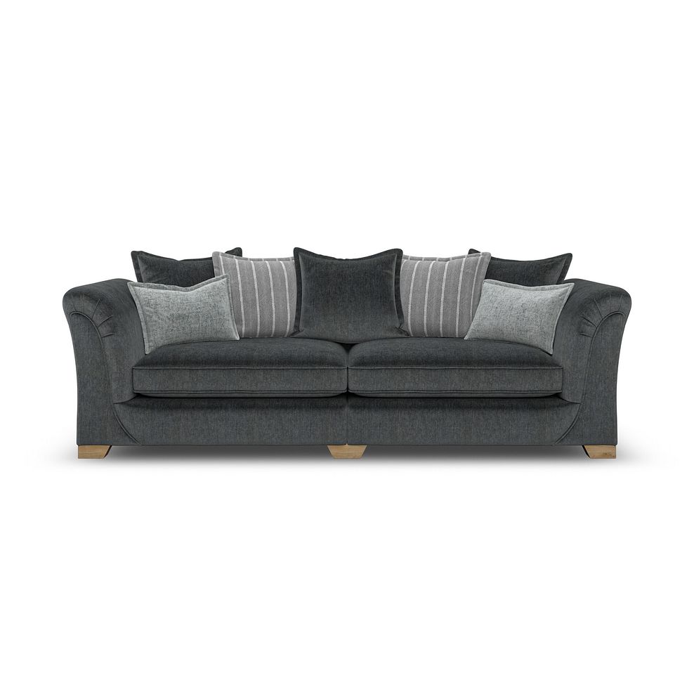Milldale 4 Seater Pillow Back Sofa in Garda Carbon Fabric with Grey Scatters 3