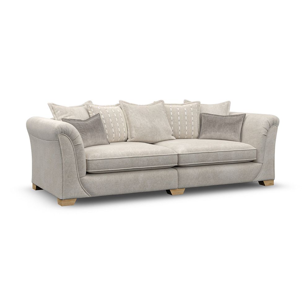 Milldale 4 Seater Pillow Back Sofa in Milo Cream Fabric with Linen Scatters 3