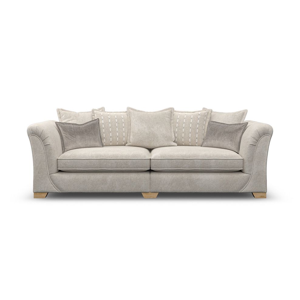 Milldale 4 Seater Pillow Back Sofa in Milo Cream Fabric with Linen Scatters 4