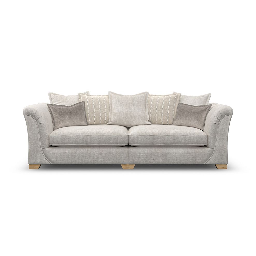 Milldale 4 Seater Pillow Back Sofa in  Milo Ivory Fabric with Linen Scatters 4