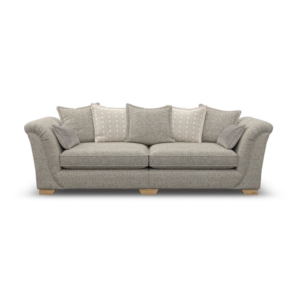 Milldale 4 Seater Pillow Back Sofa in Milo Mink Fabric with Linen Scatters 2