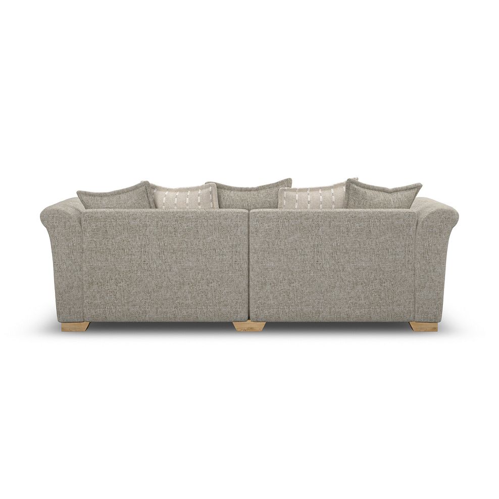 Milldale 4 Seater Pillow Back Sofa in Milo Mink Fabric with Linen Scatters 4