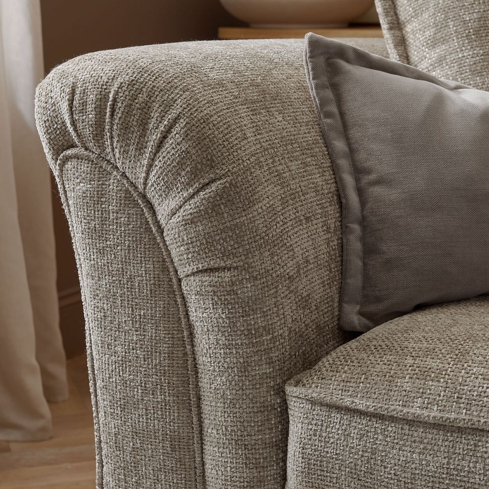 Milldale 4 Seater Pillow Back Sofa in Milo Mink Fabric with Linen Scatters 4