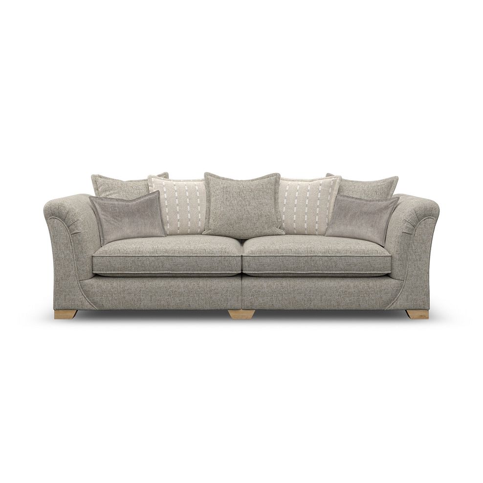 Milldale 4 Seater Pillow Back Sofa in Milo Mink Fabric with Linen Scatters 6