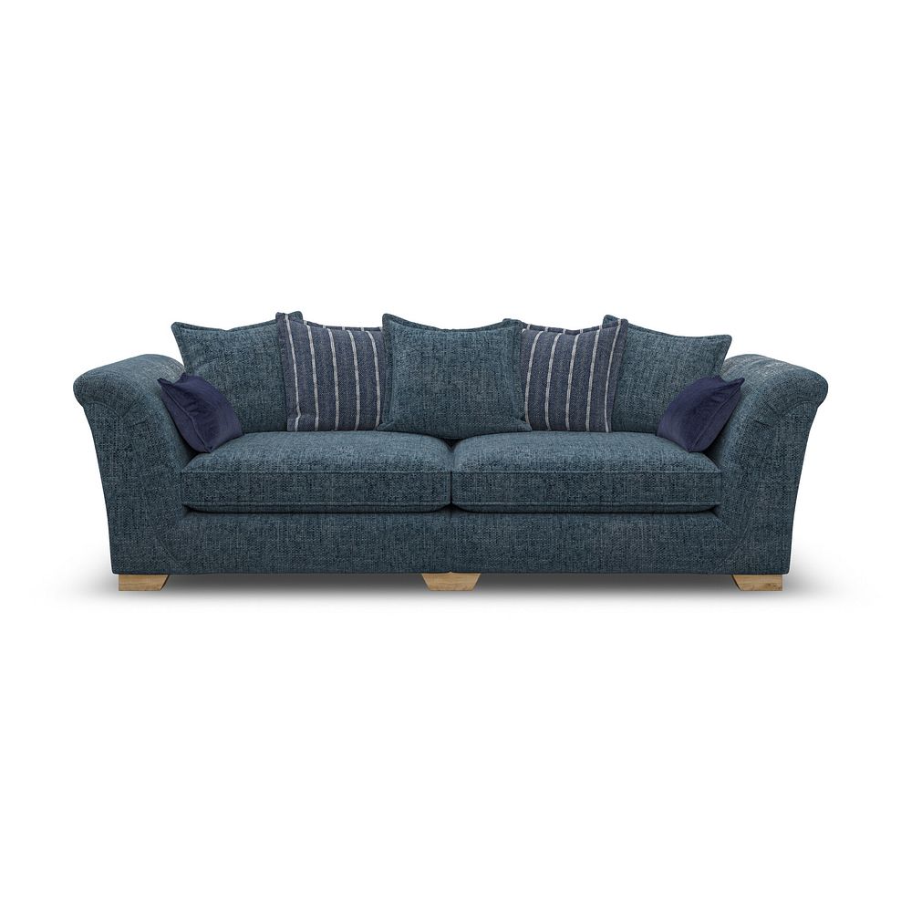 Milldale 4 Seater Pillow Back Sofa in  Milo Navy Fabric with Navy Scatters 2