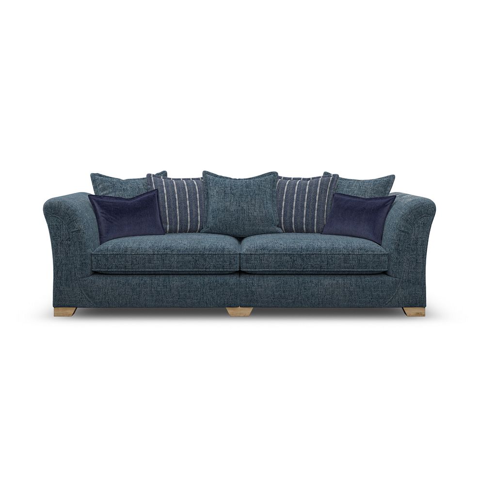 Milldale 4 Seater Pillow Back Sofa in  Milo Navy Fabric with Navy Scatters 4