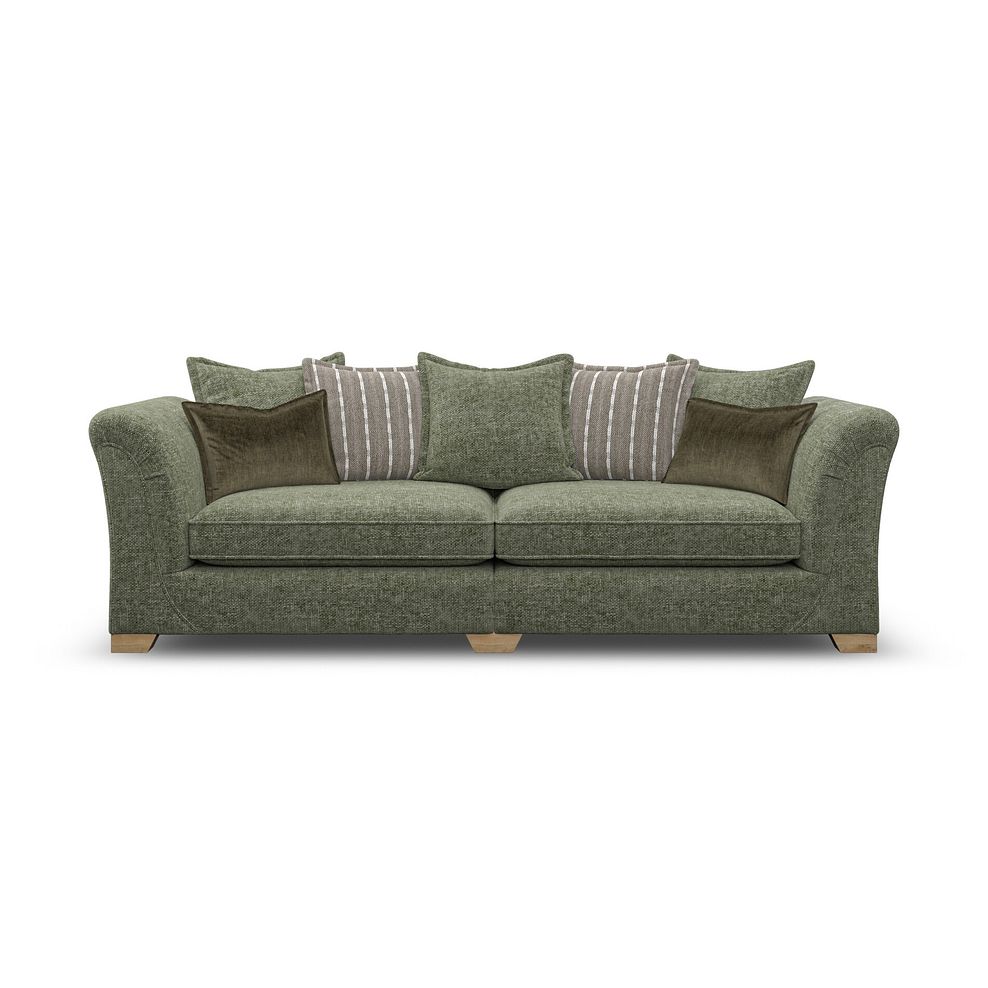Milldale 4 Seater Pillow Back Sofa in Milo Olive Fabric with Earth Scatters 4