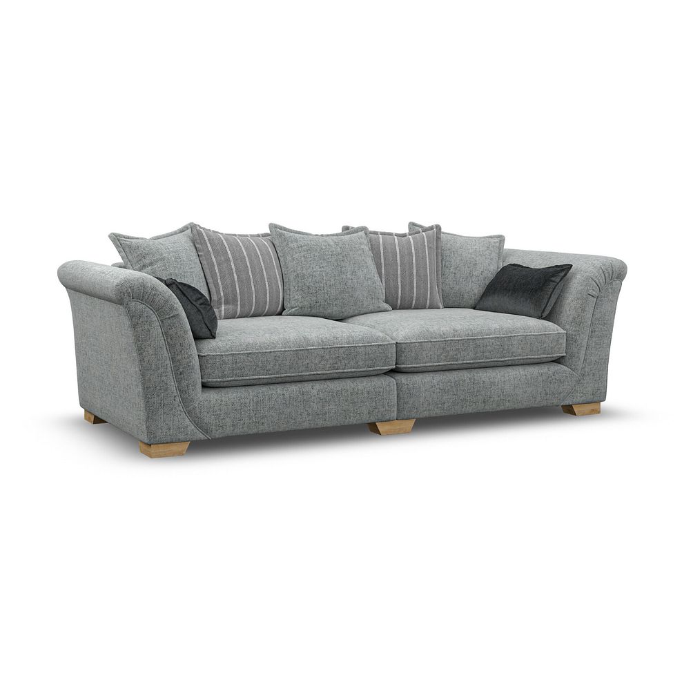 Milldale 4 Seater Pillow Back Sofa in Milo Pewter Fabric with Grey Scatters 1