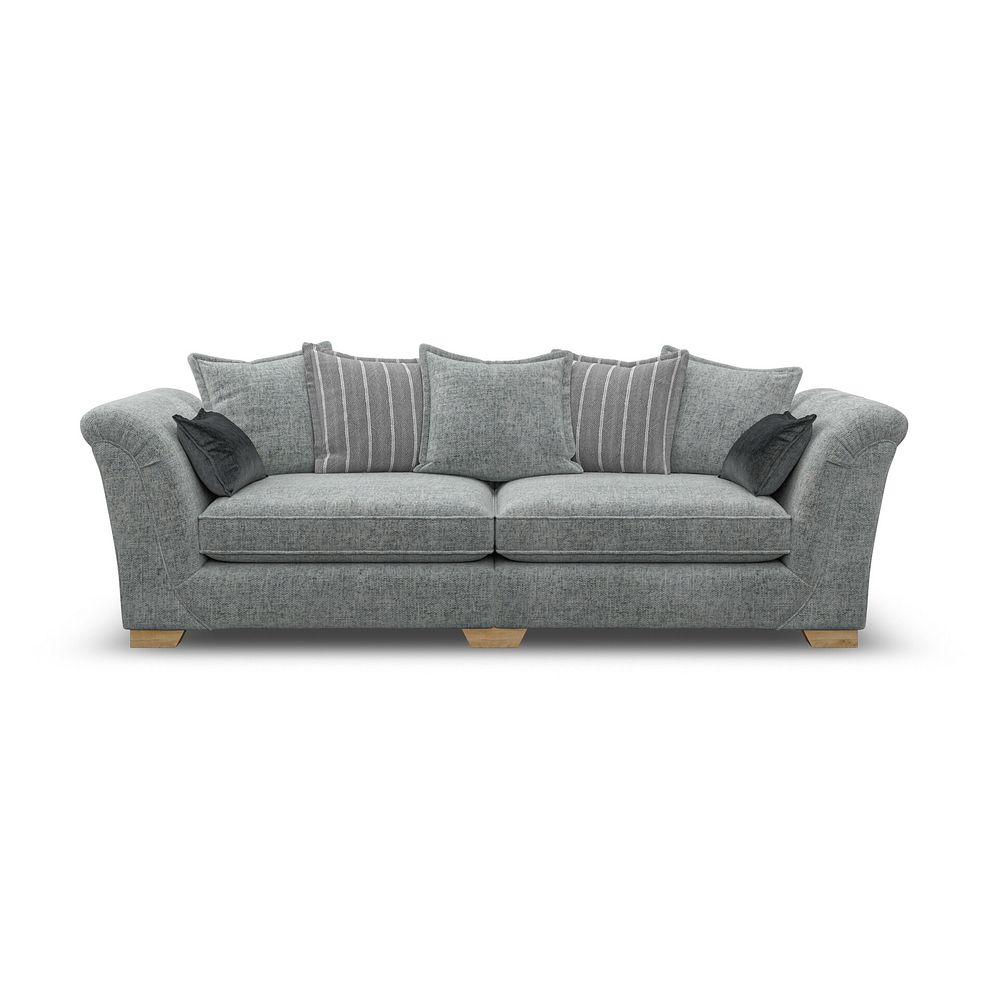 Milldale 4 Seater Pillow Back Sofa in Milo Pewter Fabric with Grey Scatters 2