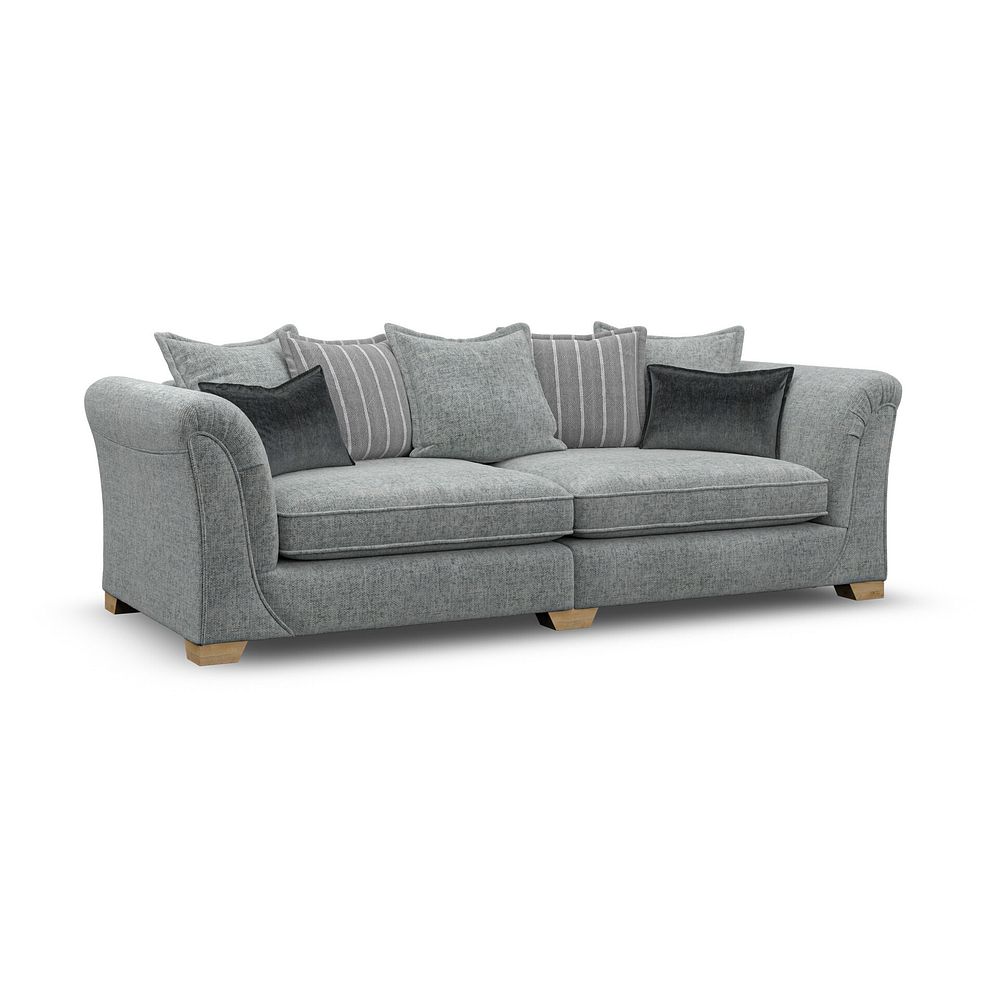 Milldale 4 Seater Pillow Back Sofa in Milo Pewter Fabric with Grey Scatters 3