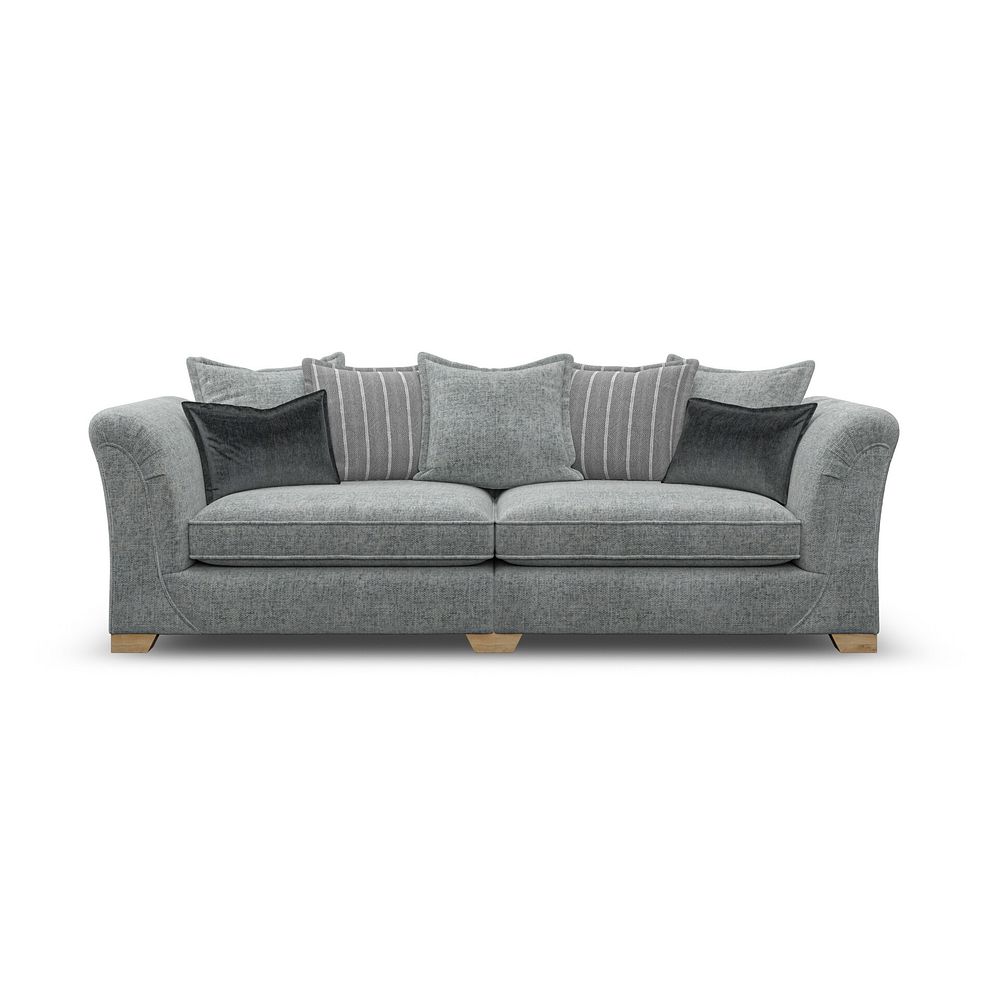 Milldale 4 Seater Pillow Back Sofa in Milo Pewter Fabric with Grey Scatters 4
