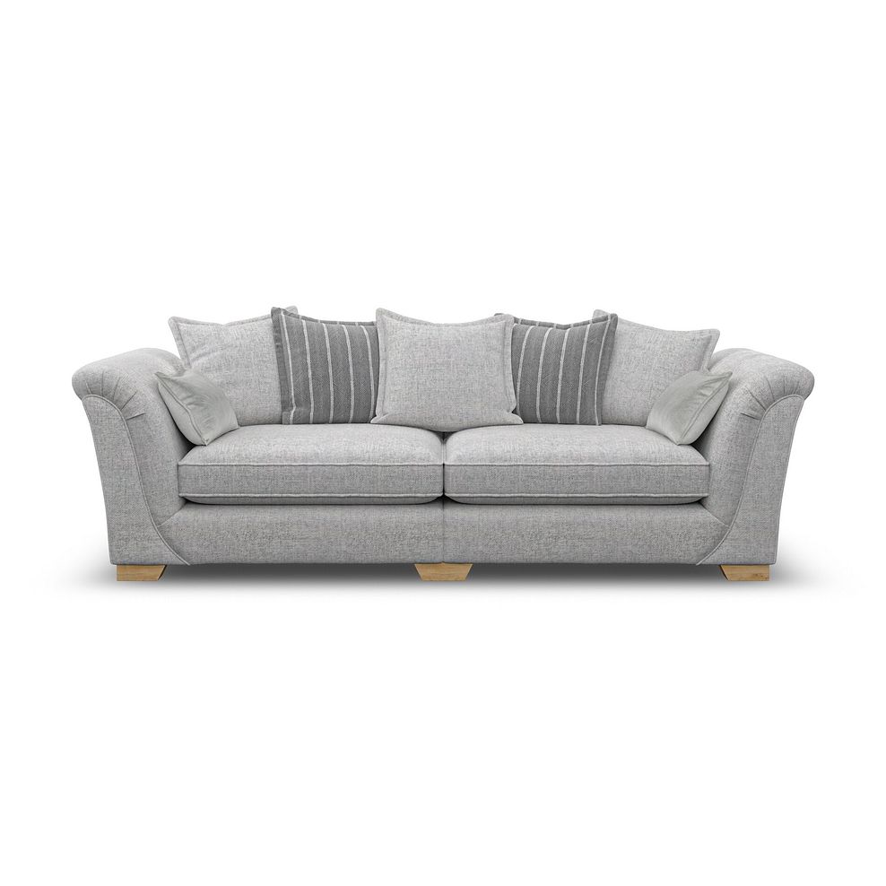 Milldale 4 Seater Pillow Back Sofa in Milo Silver Fabric with Grey Scatters 2
