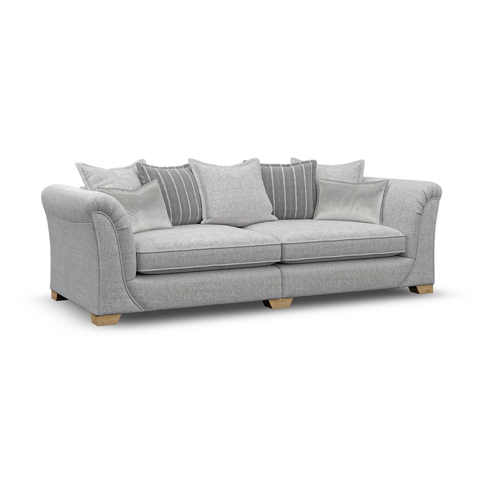 Milldale 4 Seater Pillow Back Sofa in Milo Silver Fabric with Grey Scatters 3