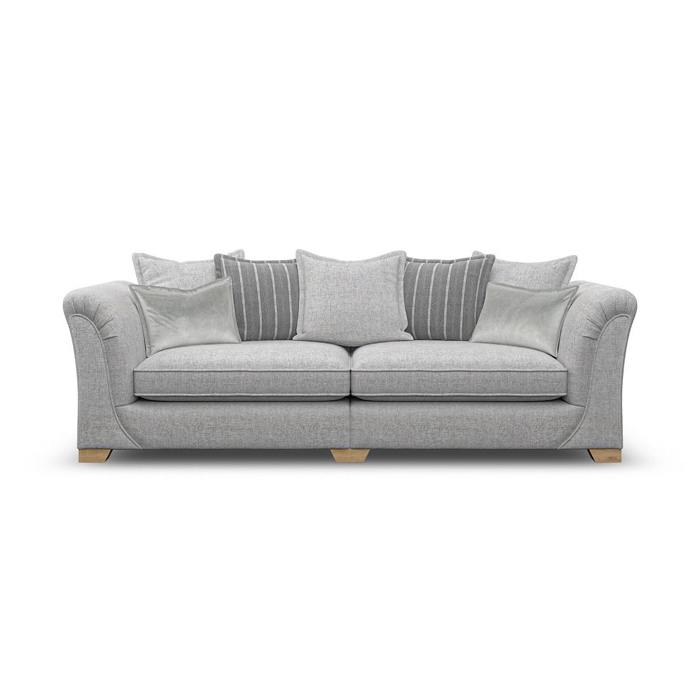 Milldale 4 Seater Pillow Back Sofa in Milo Silver Fabric with Grey Scatters 4