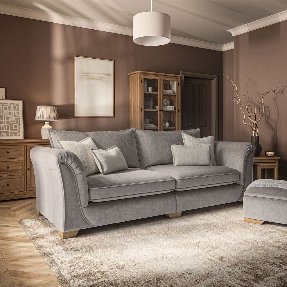 Milldale 4 Seater Sofa in Garda Acier Fabric with Linen Scatters 1