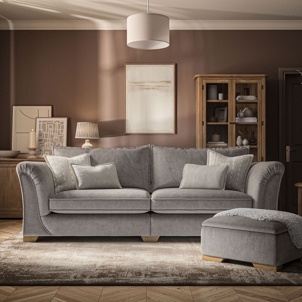 Milldale 4 Seater Sofa in Garda Acier Fabric with Linen Scatters 2