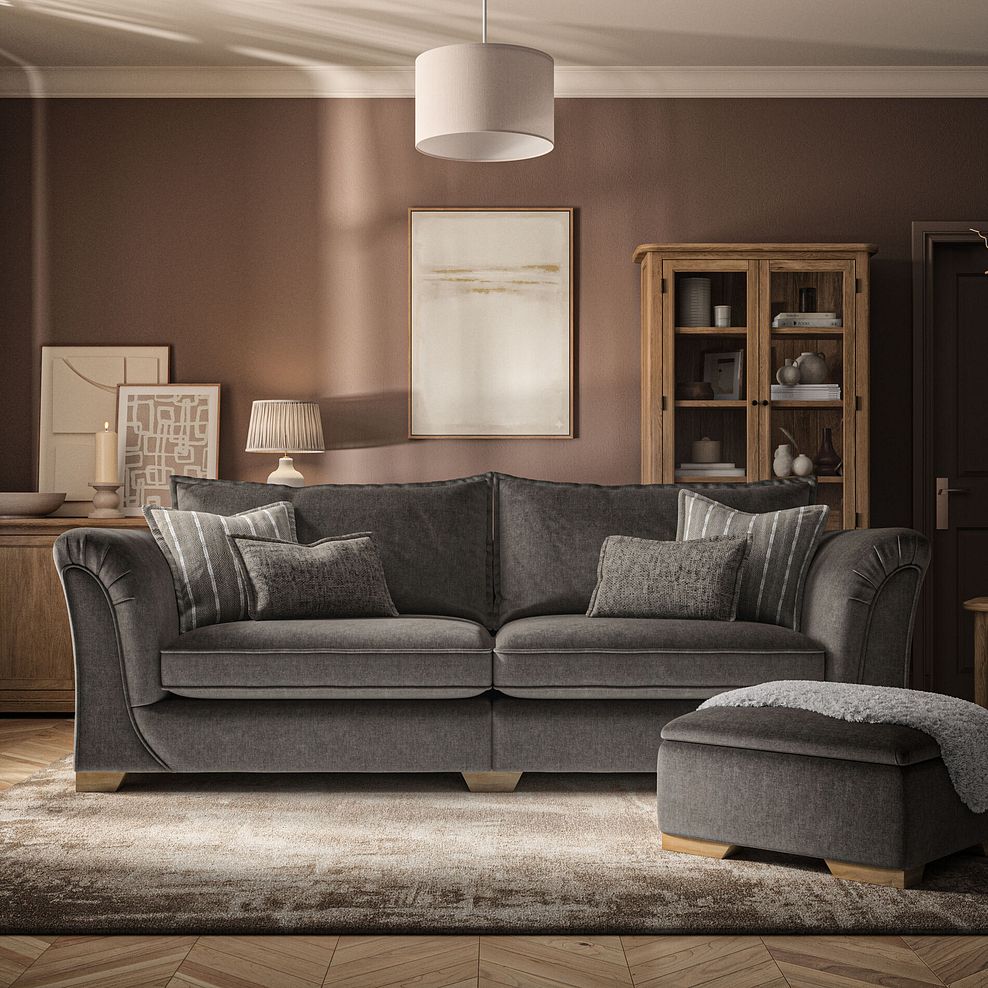 Milldale 4 Seater Sofa in Garda Moody Fabric with Earth Scatters 2