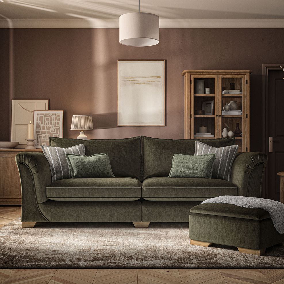 Milldale 4 Seater Sofa in Garda Seaweed Fabric with Earth Scatters 2