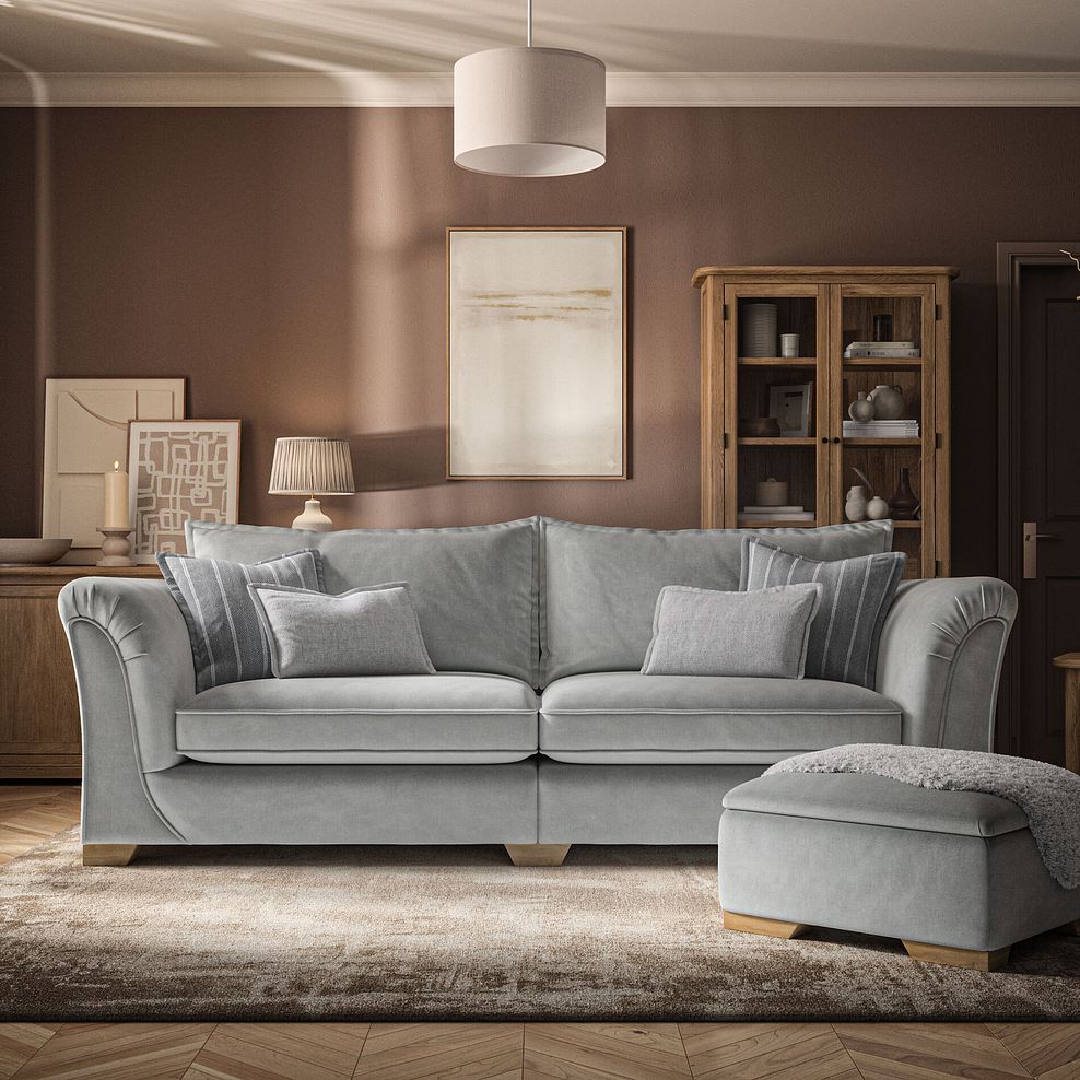 Milldale 4 Seater Sofa in Garda Showers Fabric with Grey Scatters 2