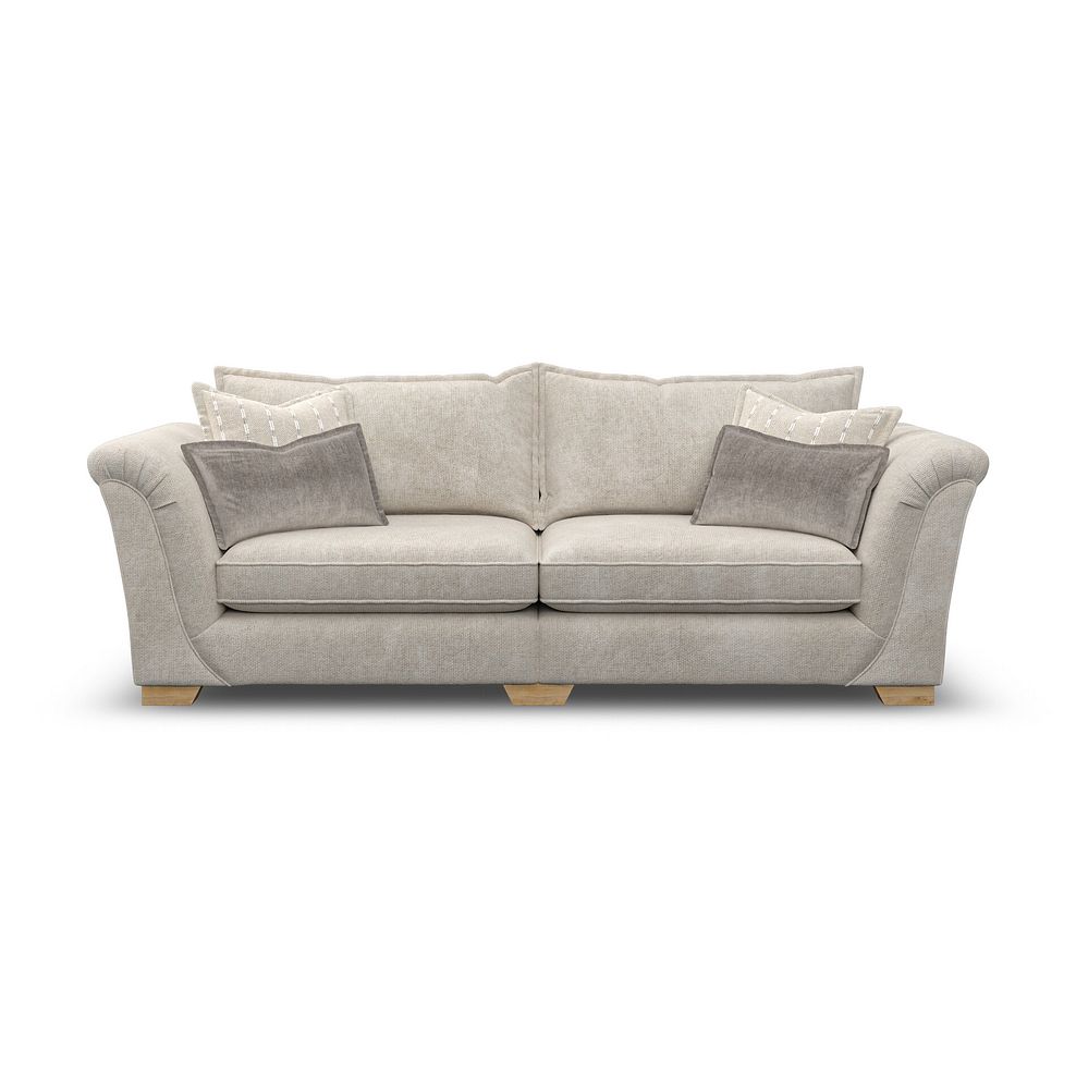 Milldale 4 Seater Sofa in Milo Cream Fabric with Linen Scatters 2