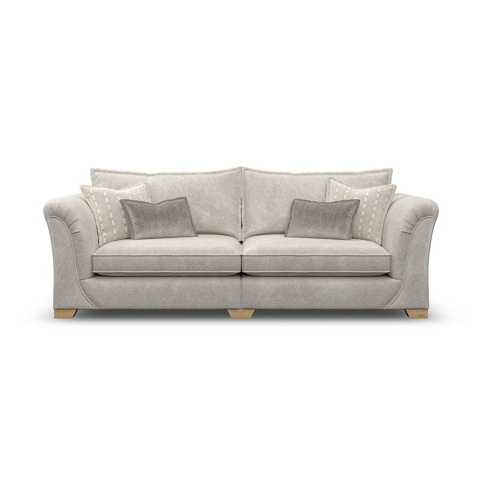 Milldale 4 Seater Sofa in Milo Cream Fabric with Linen Scatters 4