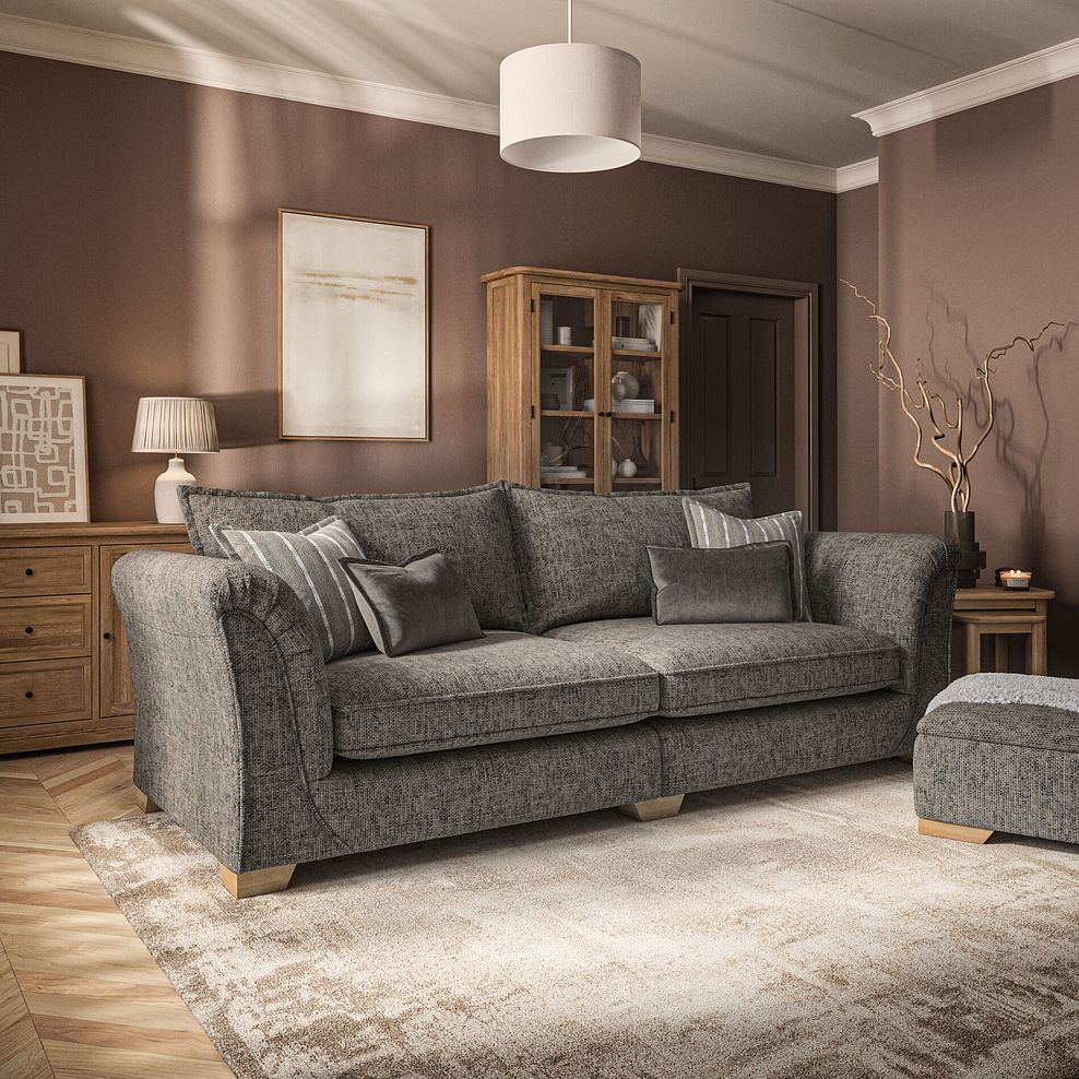 Milldale 4 Seater Sofa in  Milo Mocha Fabric with Earth Scatters 1