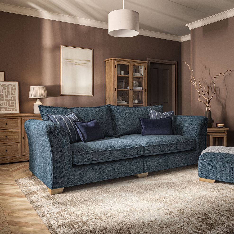 Milldale 4 Seater Sofa in  Milo Navy Fabric with Navy Scatters 1