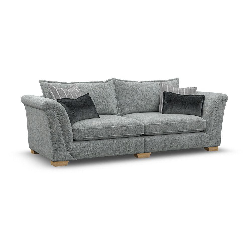 Milldale 4 Seater Sofa in Milo Pewter Fabric with Grey Scatters 1