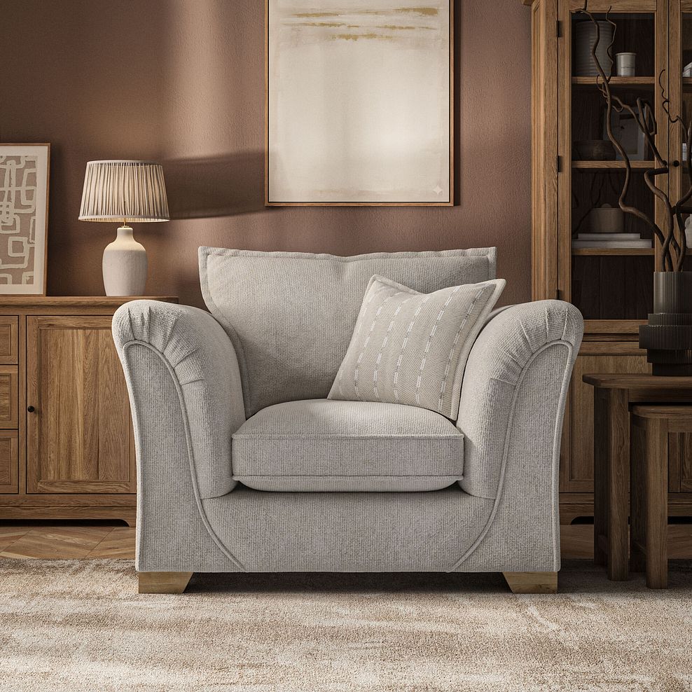 Milldale Armchair in Milo Cream Fabric with Linen Scatters 2