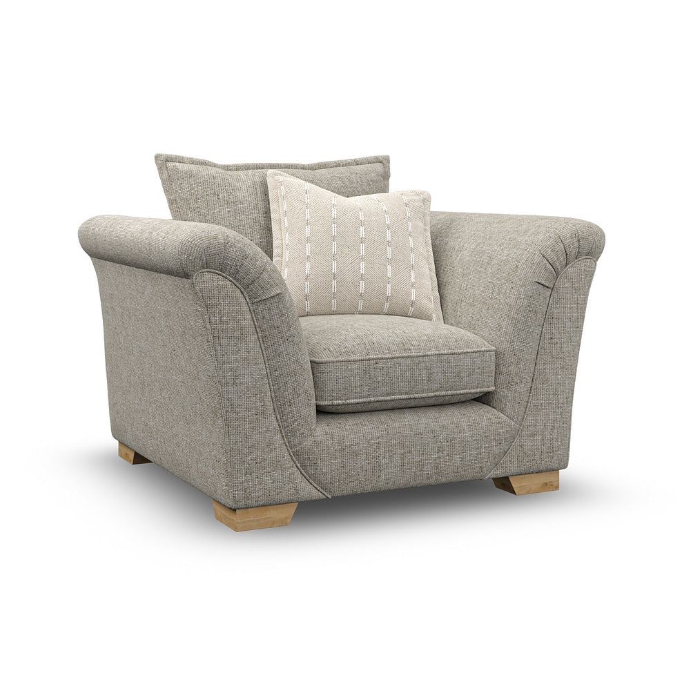 Milldale Armchair in Milo Mink Fabric with Linen Scatters 1