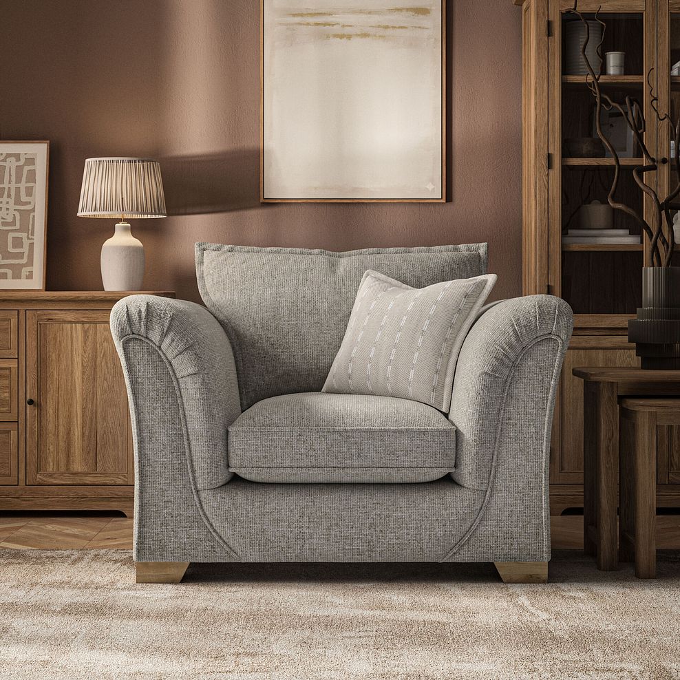 Milldale Armchair in Milo Mink Fabric with Linen Scatters 2