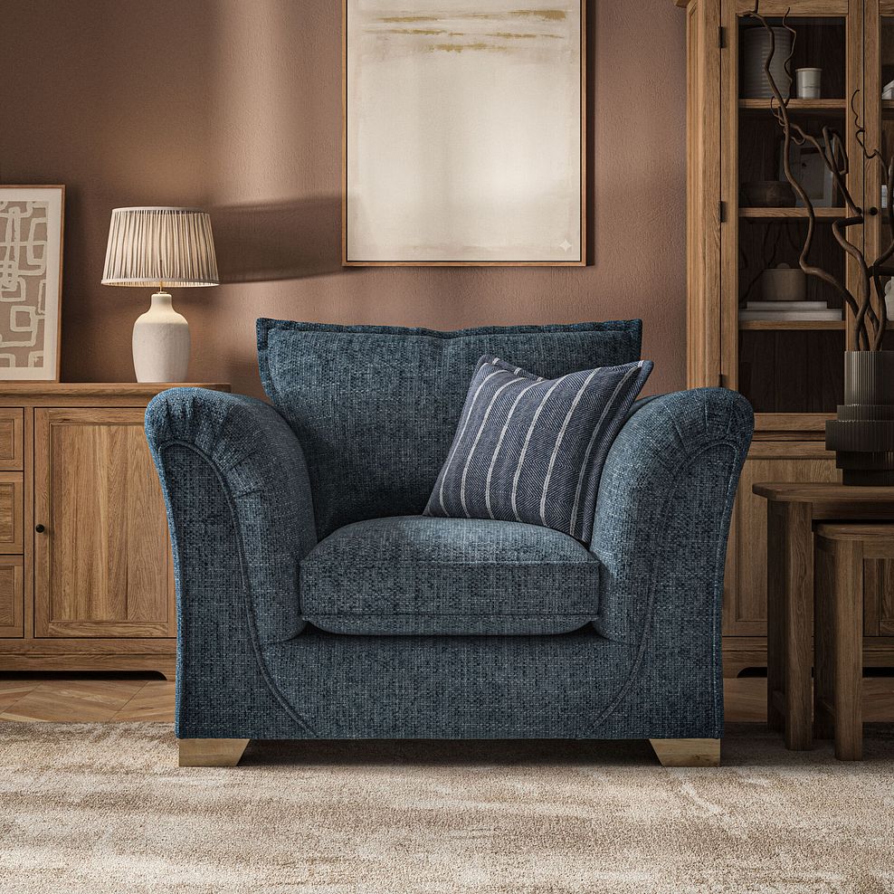 Milldale Armchair in  Milo Navy Fabric with Navy Scatters 2