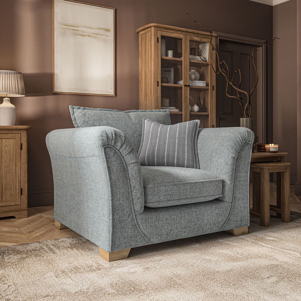 Milldale Armchair in Milo Pewter Fabric with Grey Scatters 1