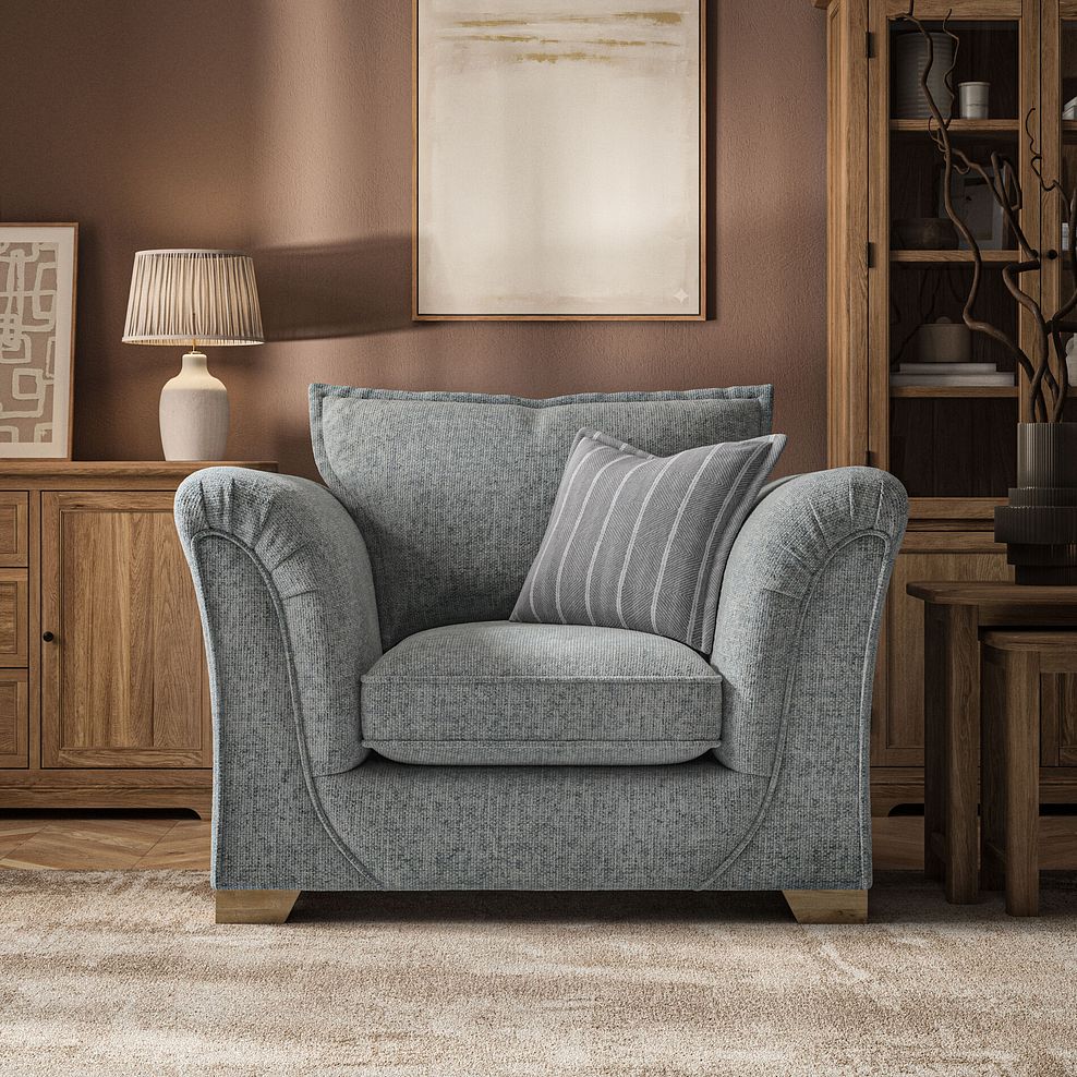 Milldale Armchair in Milo Pewter Fabric with Grey Scatters 2