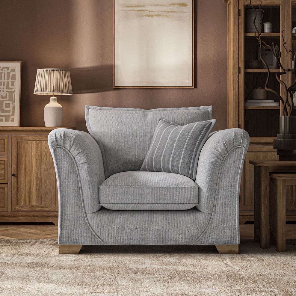 Milldale Armchair in  Milo Silver Fabric with Grey Scatters 2