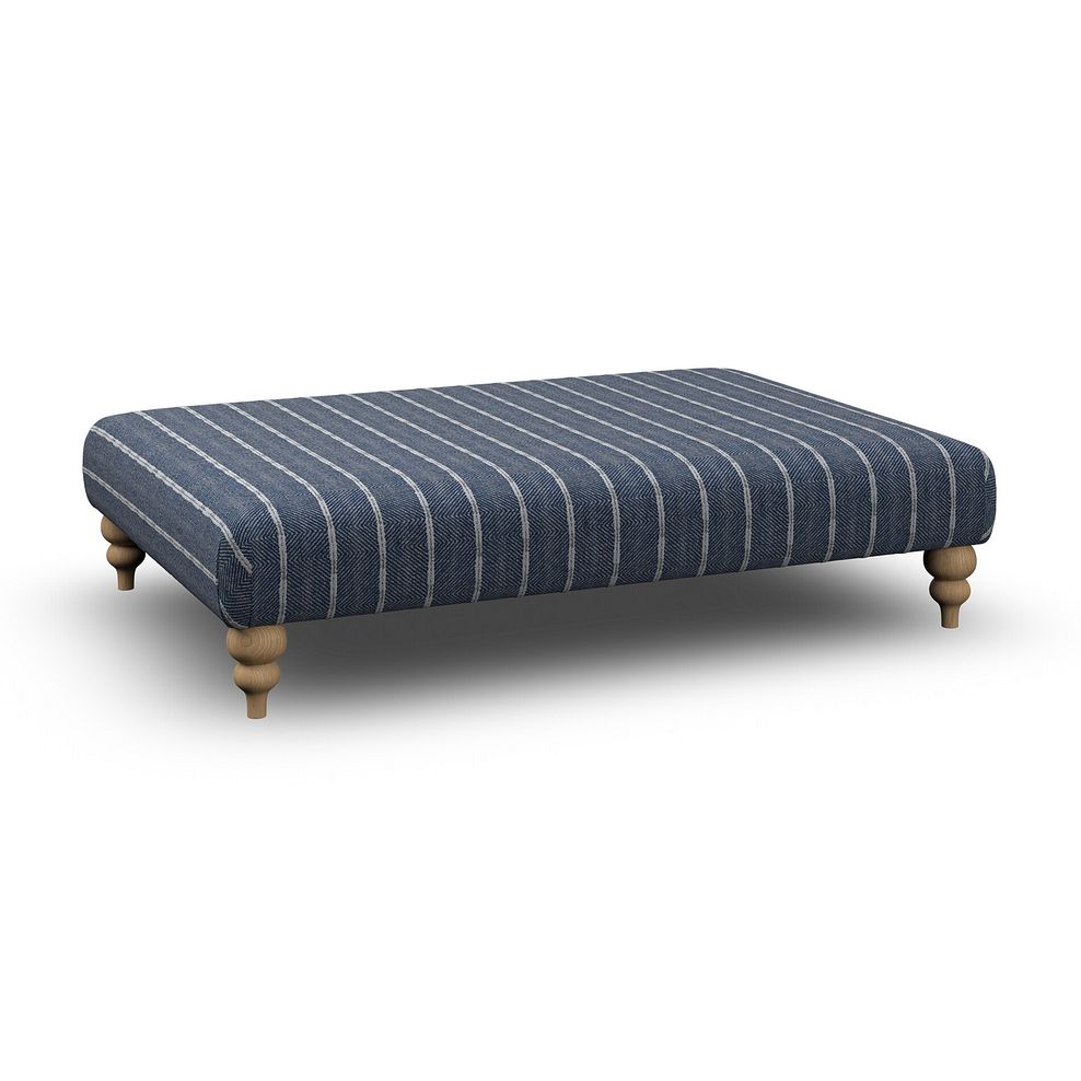 Milldale Grande Patterned Footstool in Sutton Navy Fabric 1