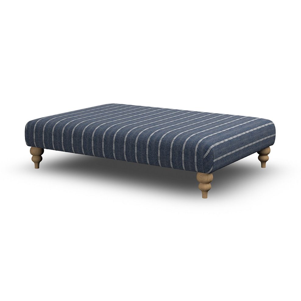 Milldale Grande Patterned Footstool in Sutton Navy Fabric 3