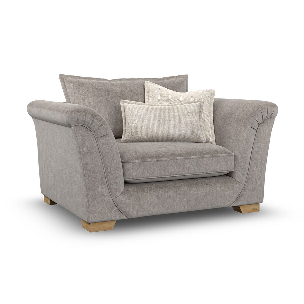 Milldale Loveseat in Garda Acier Fabric with Linen Scatters 1