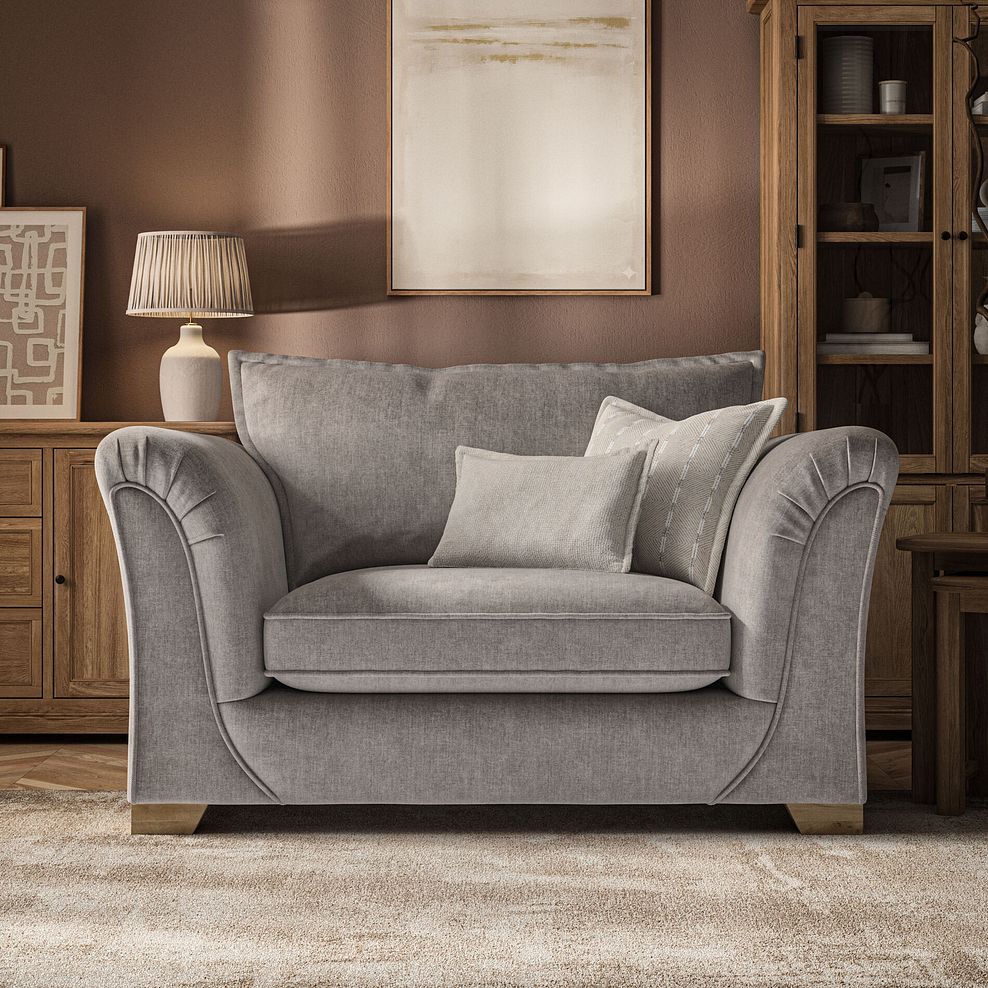 Milldale Loveseat in Garda Acier Fabric with Linen Scatters 2