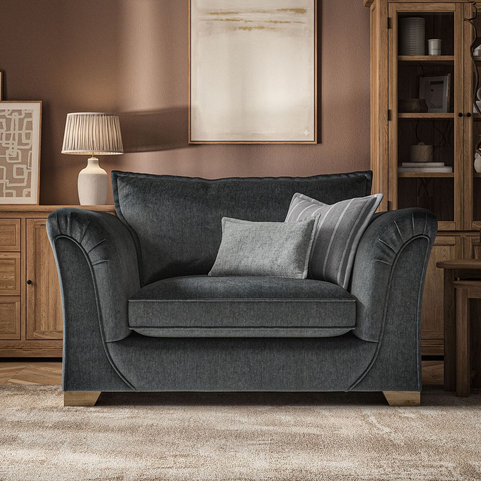 Milldale Loveseat in Garda Carbon Fabric with Grey Scatters 2