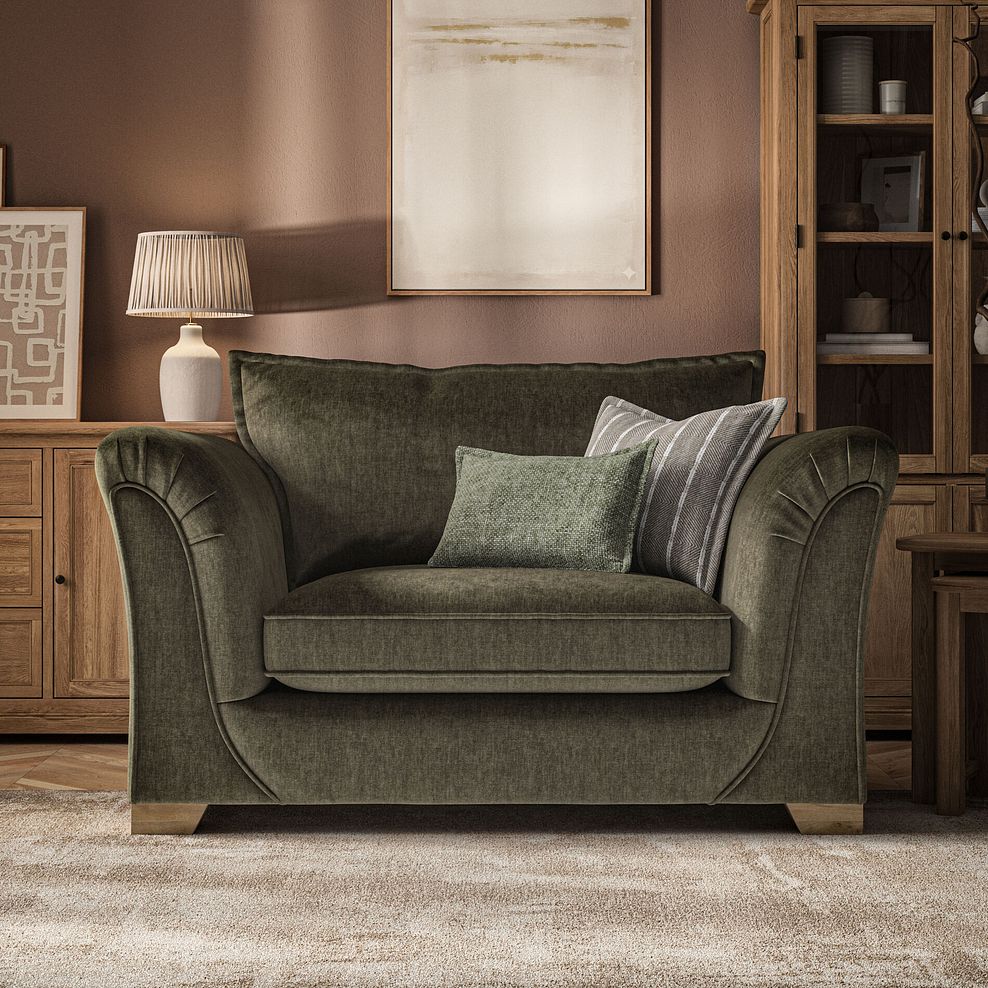 Milldale Loveseat in Garda Seaweed Fabric with Earth Scatters 2