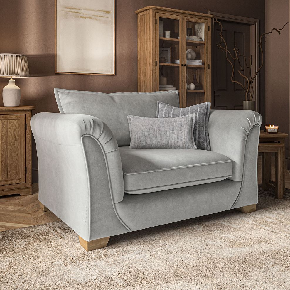Milldale Loveseat in Garda Showers Fabric with Grey Scatters 1
