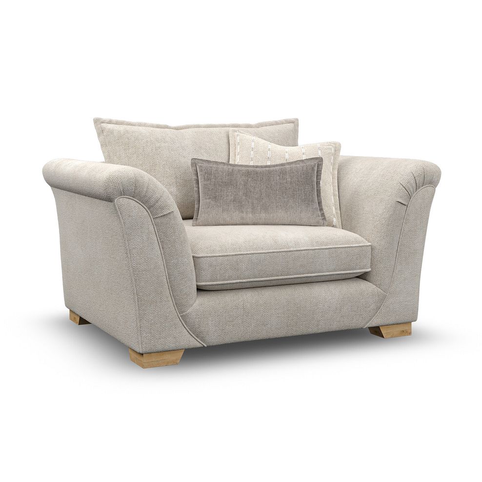 Milldale Loveseat in Milo Cream Fabric with Linen Scatters 1