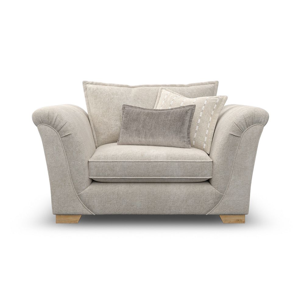 Milldale Loveseat in Milo Cream Fabric with Linen Scatters 2