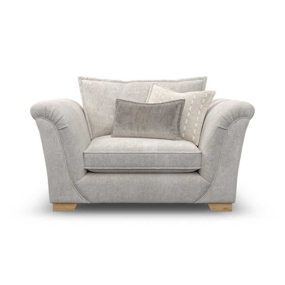 Milldale Loveseat in  Milo Ivory Fabric with Linen Scatters 2