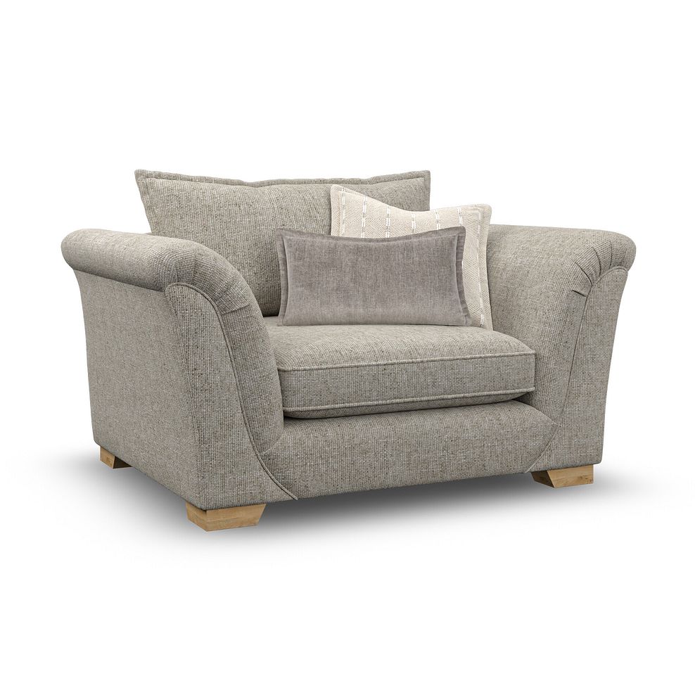 Milldale Loveseat in Milo Mink Fabric with Linen Scatters 1
