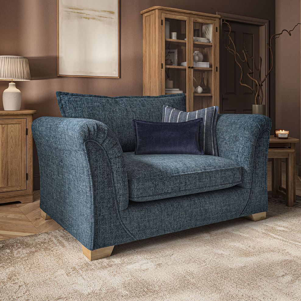 Milldale Loveseat in  Milo Navy Fabric with Navy Scatters 1