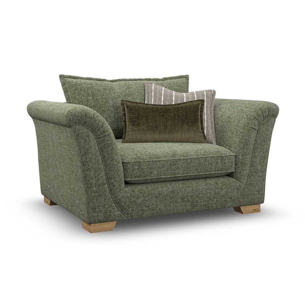 Milldale Loveseat in Milo Olive Fabric with Earth Scatters 1