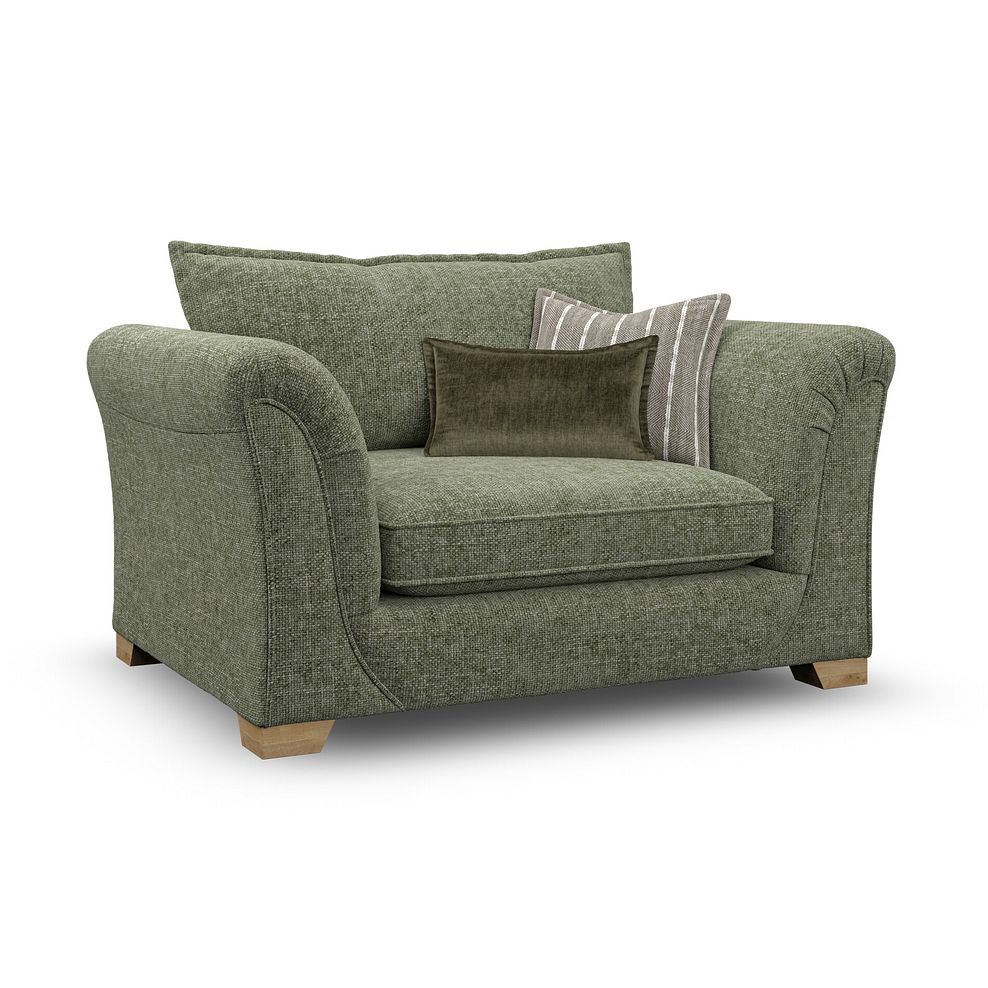 Milldale Loveseat in Milo Olive Fabric with Earth Scatters 3