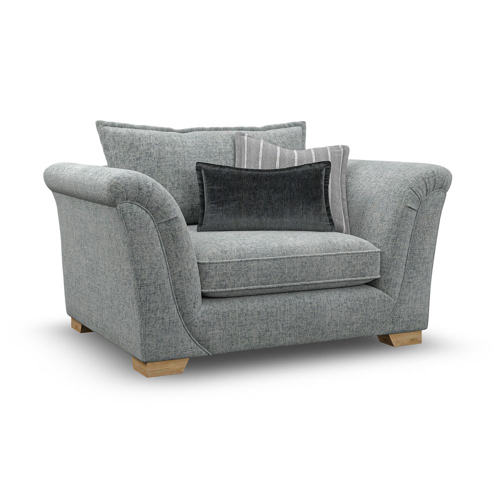 Milldale Loveseat in Milo Pewter Fabric with Grey Scatters 1